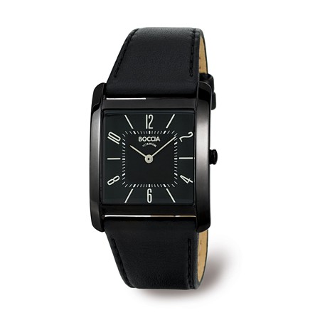 Boccia Black PVD-Coated Square Watch w/Blk Band - 3192-04 - Click Image to Close